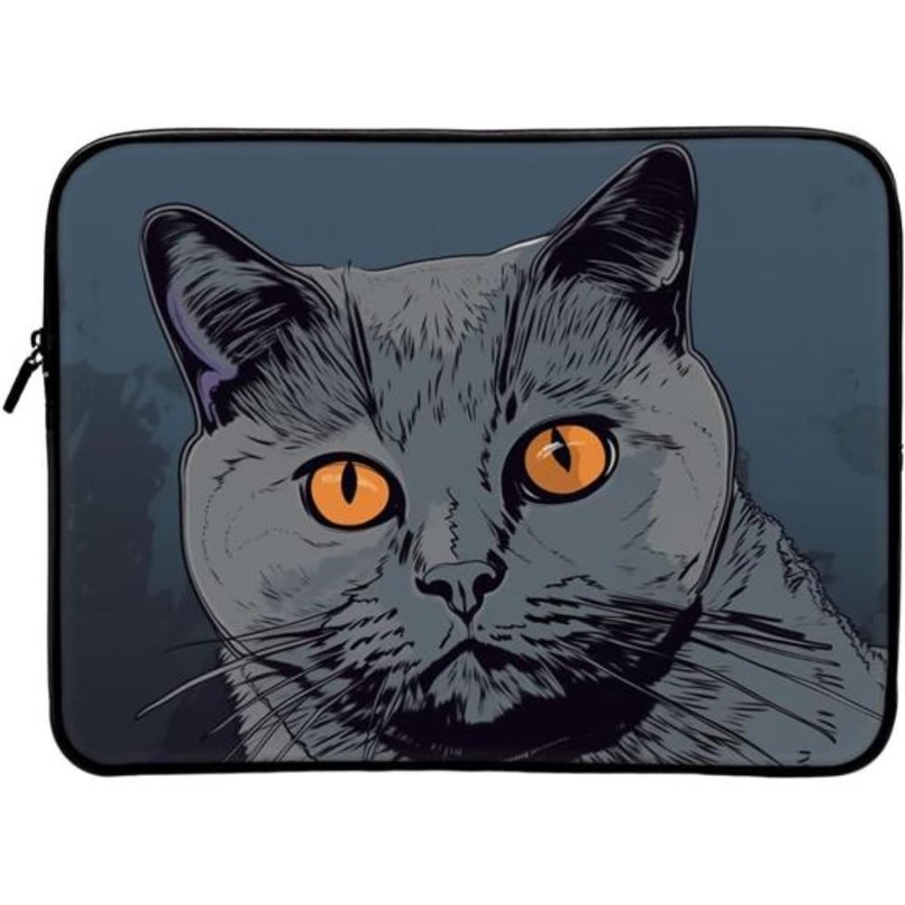 British Shorthair 2-Sided Print Mac Book Pro 16" Sleeve - Gray Cat Laptop Sleeve